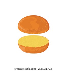 Hamburger bun on a white background. 1