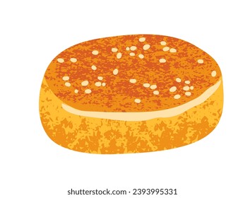 Hamburger bun with sesame vector illustration isolated on white background. Burger loaf.