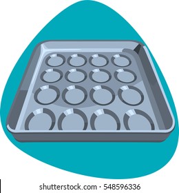 Hamburger bun sheet pan. Isolated. On green background.