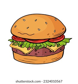 hamburger burger american appetite vector food