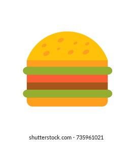 Hamburger, burger. Flat Vector Icon Illustration, isolated on white Background