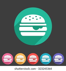 Hamburger burger icon flat web sign symbol logo label