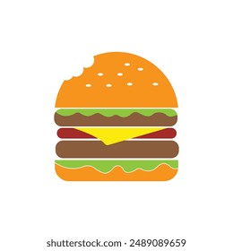 Hamburger or burger illustration icon flat design