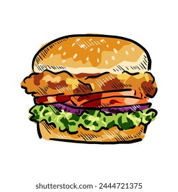 hamburger burger sandwich cartoon vector