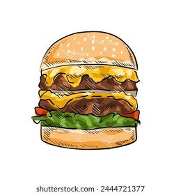 hamburger burger sandwich cartoon vector
