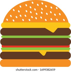 Hamburger burger triple meat drawing, illustration, vector
