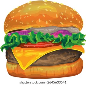 Hamburger Burger Vector Color Draw Graphic Design Eat
