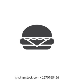 Hamburger, burger vector icon. Cheeseburger filled flat sign for mobile concept and web design. Big hamburger glyph icon. Symbol, logo illustration. Pixel perfect vector graphics