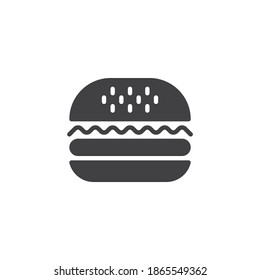 Hamburger, burger vector icon. filled flat sign for mobile concept and web design. Cheeseburger sandwich glyph icon. Fast food symbol, logo illustration. Vector graphics
