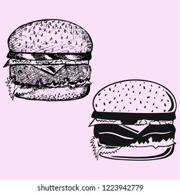 hamburger or burger vector silhouette isolated