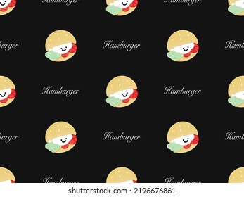 Hamburger cartoon character seamless pattern on black background