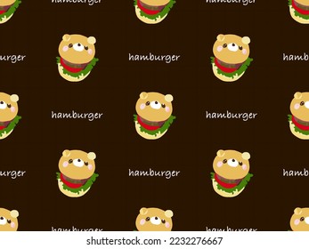 Personaje de caricatura de Hamburger patrón sin fisuras sobre fondo marrón