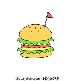 Hamburger cartoon flat simple icon illustration 