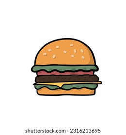 A Hamburger. Cartoon hand-drawn doodle for design