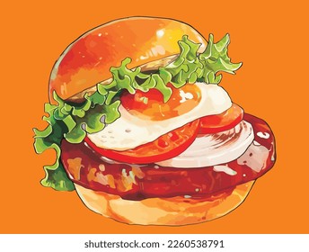 Hamburger cartoon isolated vector illustration