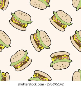 hamburger , cartoon seamless pattern background