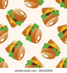 hamburger , cartoon seamless pattern background