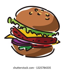 hamburger cartoon style vector illustration