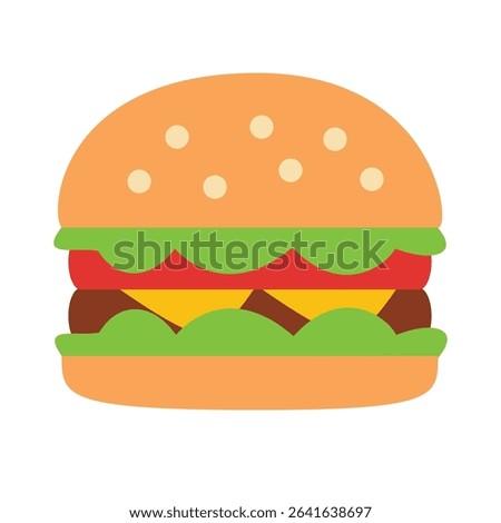 Hamburger cartoon vector icon flat illustration, hamburger clip art, burger clip art, cheeseburger clip art, burger vector art
