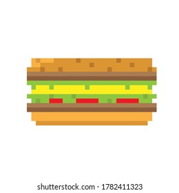 Hamburger cartoon. Vector pixel art.