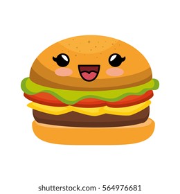 hamburger character kawaii style