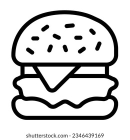 Hamburger with cheese and cabbage line icon, englishbreakfast concept, hamburger vector sign on white background, hamburger outline style mobile concept web design. Vector graphics.