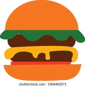 A hamburger with cheese, lettuce and tomato, vector, color drawing or illustration. 