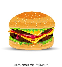 Hamburger with cheese. Vector illustration.