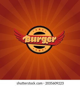 Hamburger, cheeseburger, burger, fastfood vector template with chicken wings theme.