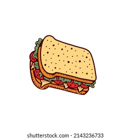 Hamburger or cheeseburger cartoon vector icon. Fast food