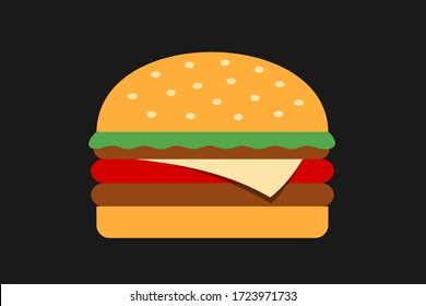 Hamburger and cheeseburger - delicious junk food from fast food. Vector illustration of meal with meat, bread roll and lettuce.