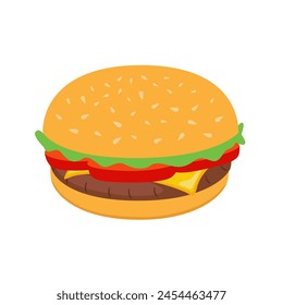 hamburger or cheeseburger. Fast food food. Isolated on a white background.