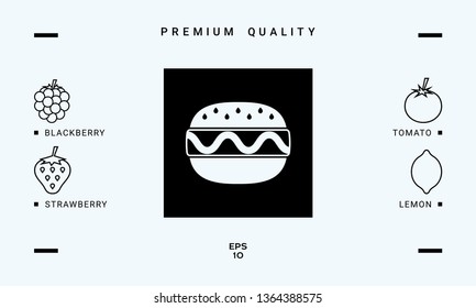 Hamburger or Cheeseburger icon. Graphic elements for your design