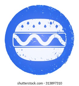 Hamburger or Cheeseburger icon. Grunge style stamp.