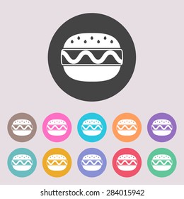 Hamburger or Cheeseburger icon. Set of colored icons.