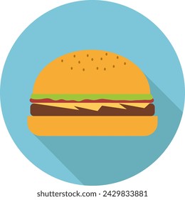 Hamburger, Cheeseburger, Hamburger-Ikone mit seitlichem Schatten. Vektorgrafik. Vektor.