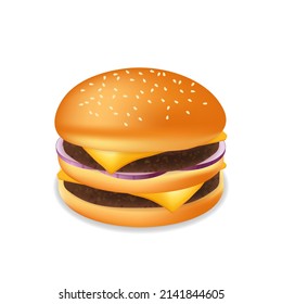 Hamburger or cheeseburger with meat and cheese Fast food meal