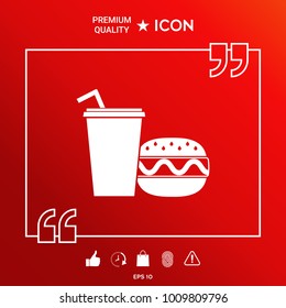 Hamburger or Cheeseburger, Paper cup with drinking straw icon