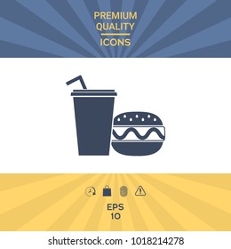 Hamburger or Cheeseburger, Paper cup with drinking straw icon