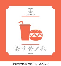 Hamburger or Cheeseburger, Paper cup with drinking straw icon