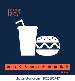 Hamburger or Cheeseburger, Paper cup with drinking straw icon