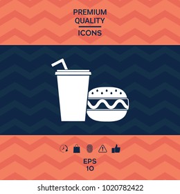 Hamburger or Cheeseburger, Paper cup with drinking straw icon
