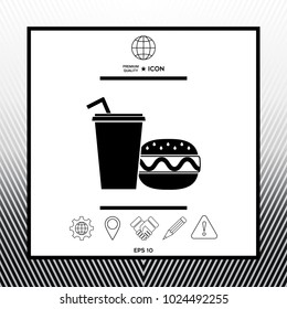 Hamburger or Cheeseburger, Paper cup with drinking straw icon