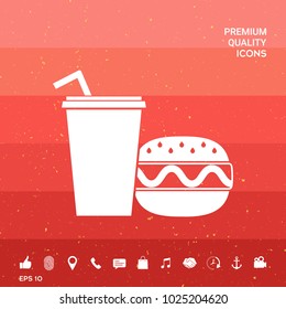 Hamburger or Cheeseburger, Paper cup with drinking straw icon