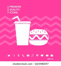 Hamburger or Cheeseburger, Paper cup with drinking straw icon