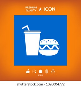 Hamburger or Cheeseburger, Paper cup with drinking straw icon