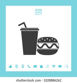 Hamburger or Cheeseburger, Paper cup with drinking straw icon