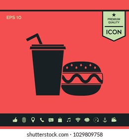 Hamburger or Cheeseburger, Paper cup with drinking straw icon