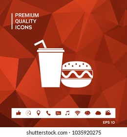 Hamburger or Cheeseburger, Paper cup with drinking straw icon