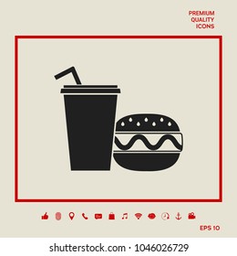 Hamburger or Cheeseburger, Paper cup with drinking straw icon